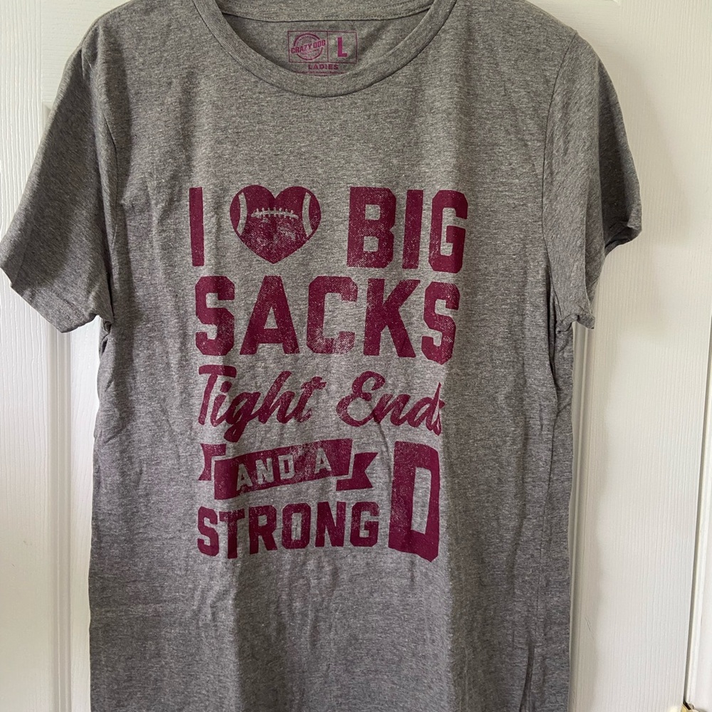 Womens Gray Graphic Tee with Football puns